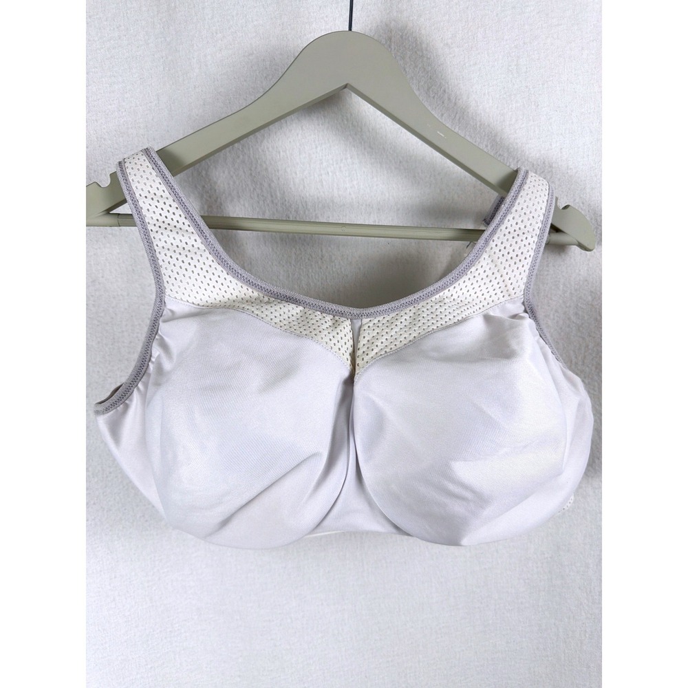 Glamorise Sport High Impact Wireless Sports Bra White Grey 44DD 2561 HT